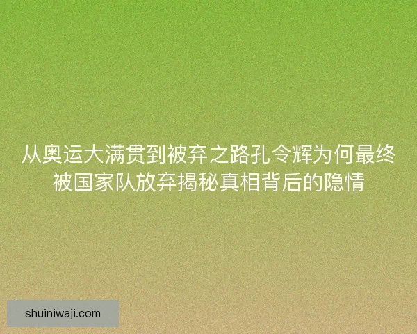 从奥运大满贯到被弃之路孔令辉为何最终被国家队放弃揭秘真相背后的隐情