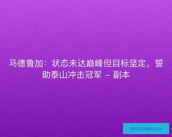 马德鲁加：状态未达巅峰但目标坚定，誓助泰山冲击冠军 - 副本