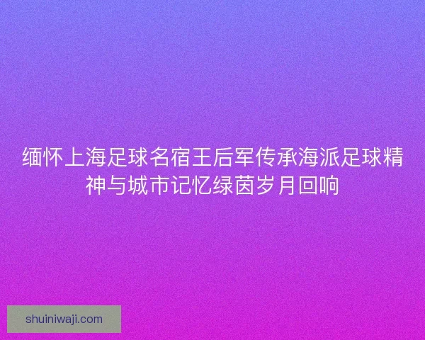 缅怀上海足球名宿王后军传承海派足球精神与城市记忆绿茵岁月回响