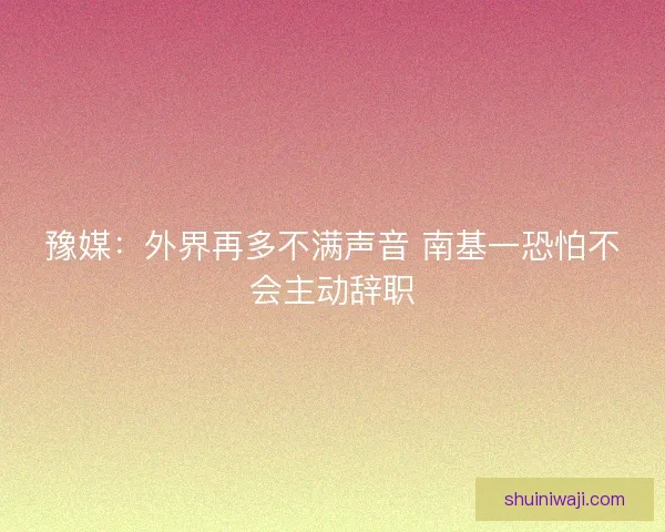 豫媒：外界再多不满声音 南基一恐怕不会主动辞职