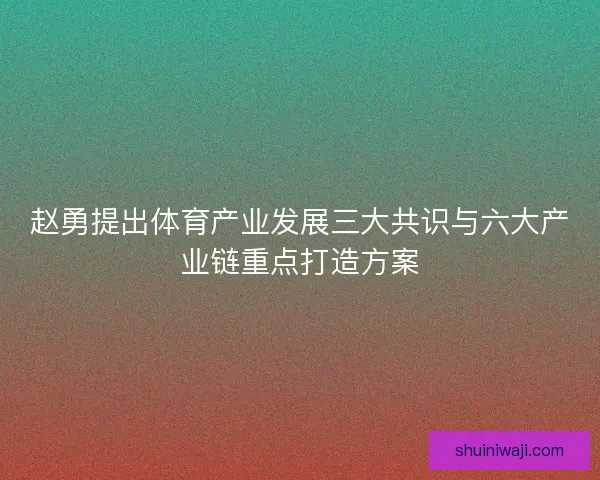 赵勇提出体育产业发展三大共识与六大产业链重点打造方案 赵勇提出体育产业发展三大共识与六大产业链重点打造方案
