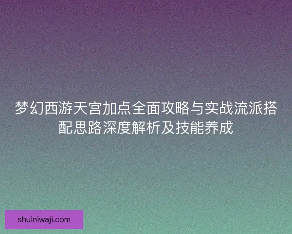 梦幻西游天宫加点全面攻略与实战流派搭配思路深度解析及技能养成