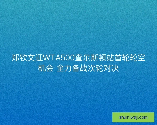 郑钦文迎WTA500查尔斯顿站首轮轮空机会 全力备战次轮对决