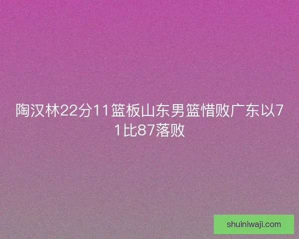 陶汉林22分11篮板山东男篮惜败广东以71比87落败 陶汉林22分11篮板山东男篮惜败广东以71比87落败